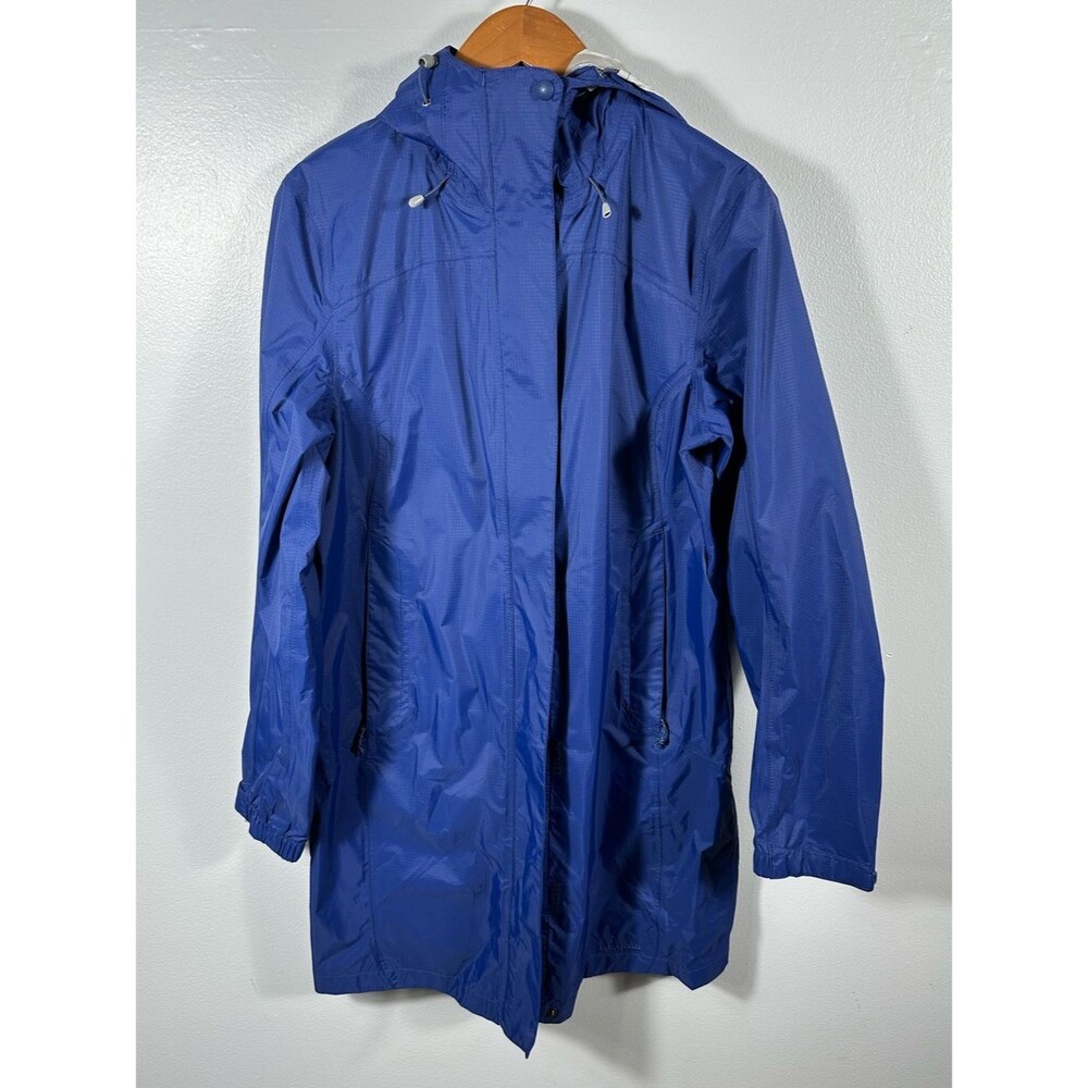 L.L. Bean Purple Trail Model Hooded Zip-Up Rain Trench Jacket Size Small Outdoor